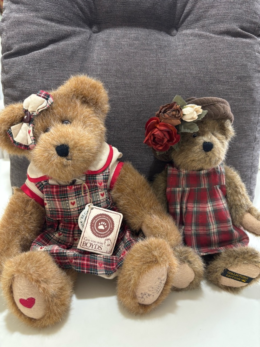 Boyds Bears Plaid Dress Plush Bears - Red & Green